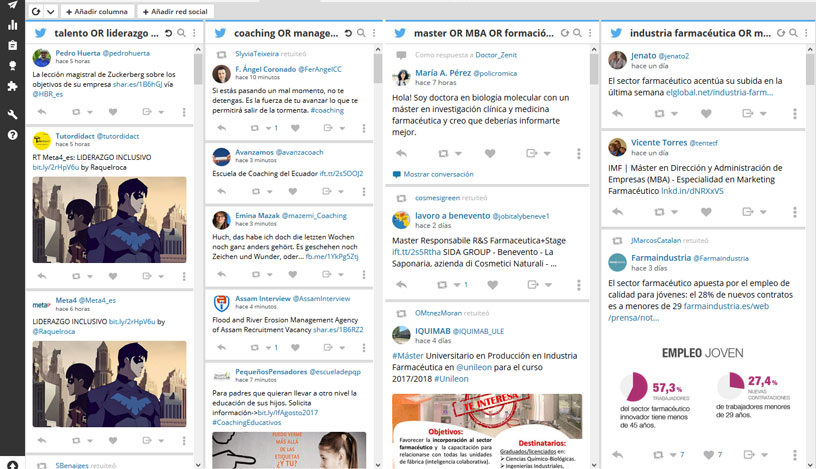 columnas de monitorización en Hootsuite