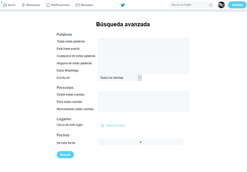 Monitorización con búsqueda avanzada en Twitter